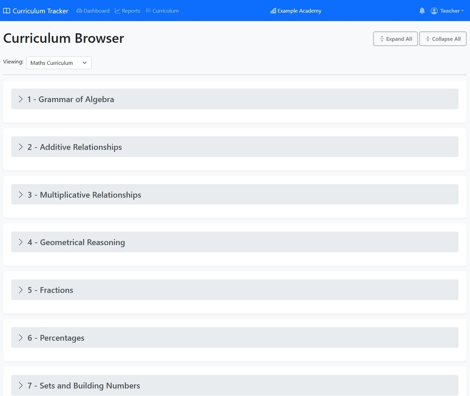 Curriculum browser - view the full curricula in your subject(s)